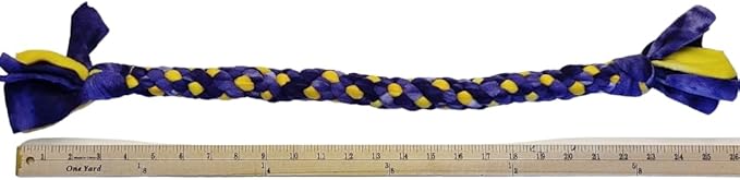 Dog Puppy Tug Pull Toy Rope Play Durable Interactive Entertaining Heavy Duty Fleece Round Square Braid (Purple Gold)