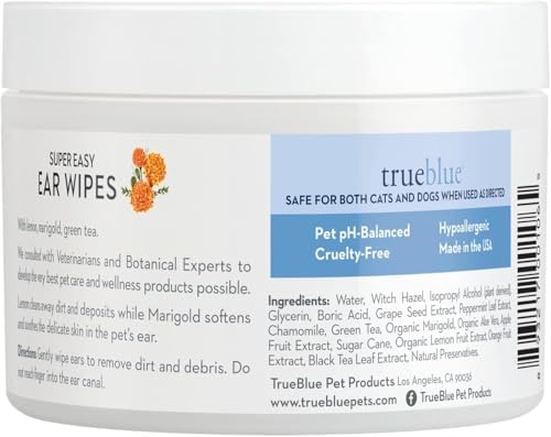 TrueBlue Lemon & Marigold Super Easy Dog Ear Wipes – Pre-Moistened Puppy Pads for Ear Cleaning – Cleansing Ear Wipe for Dogs, Puppies – Non-Toxic, All-Natural – 50 Count - Image 2