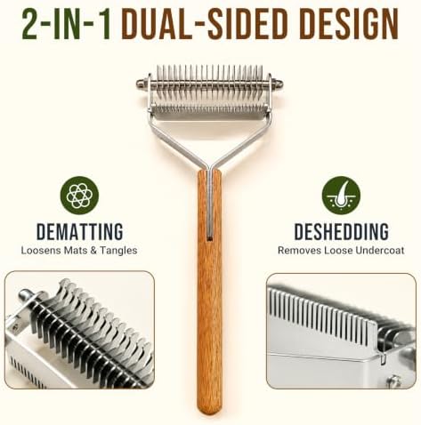 Undercoat Rake for Dogs & Cats, Dematting & Deshedding Comb - Image 2