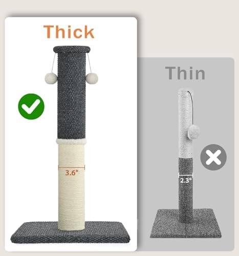 Made4Pets Cat Scratching Post with Sisal & Carpet for Indoor Cats, 23.6" - Image 2