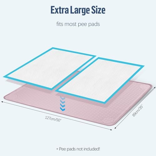 Pee Pad Holder for Dogs 50''x35'' Silicone Puppy Pee Pad Tray, Pink - Image 2