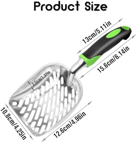 Cat Litter Scoop-Metal Cat Scooper-Long Handle Scoop,Cat Scooper-Poop Sifting-Mesh Shovel-Suitable for Cat Litter Box(Green)-Christmas - Image 2