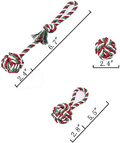 Dog Chew Toys, Christmas Dog Ball Rope Toy Set of 2 - Image 2