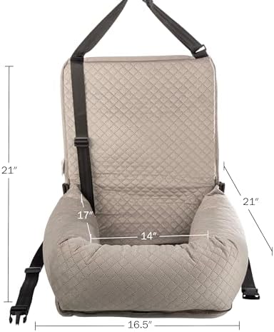 Dog Car Seat - Dog Car Seats for Small to Medium Dogs and Cats up to 44lbs - Pet Travel Accessories with Tether and Removable Washable Cover - Pet Booster Seat for Front or Back by PETMAKER (Gray) - Image 6
