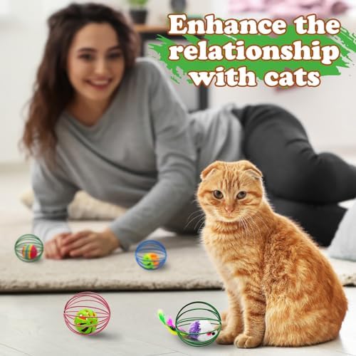Andiker Cat Toy Ball,6pcs Cat Interactive Toy for Cats,Caged Mouse and Ball for Cats to Chase and Grab (Ball Toy) - Image 6