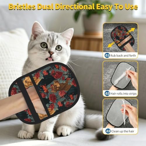 Doberman Pinscher Red Floral Gothic Pet Hair Removal Glove For Cats Dogs - Image 7
