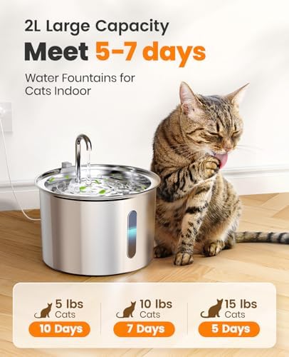 oneisall Stainless Steel Cat Water Fountain,PWF 001 - Image 2