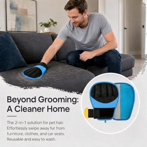 Pet Hair Remover Gloves Adjustable Wrist Strap for Dog & Cat - Image 2