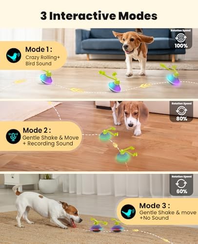 Xeuch Interactive Dog Ball with Rope, Motion Activated Squeaky Ball, Green - Image 2