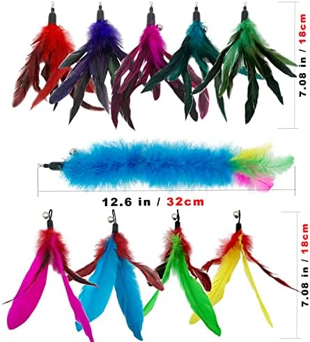 CATENESS Cat Feather Toys Refills, 10 Pieces Cat Wand Replacement Feathers Toy for Indoor Cats - Image 2