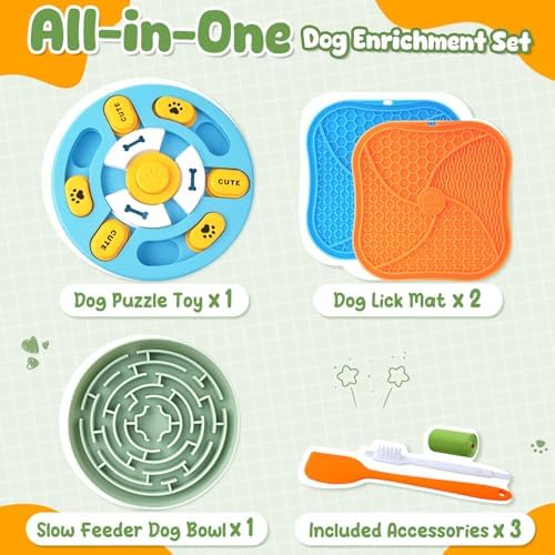 KIPRITII Dog Enrichment Toys with Lick Mat, Puzzle Toy & Slow Feeder - Image 2
