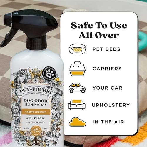 Pet-Pourri Air + Fabric Dog Odor Deodorizer Spray, Canine Coconut 16 Fl Oz - Image 7