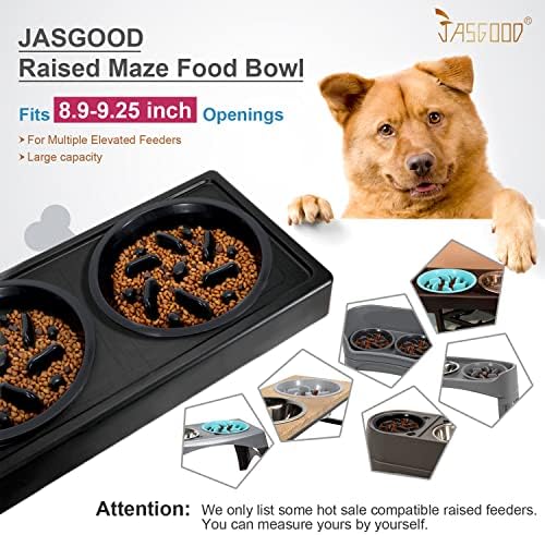JASGOOD Large Dog Feeder Slow Eating Pet Bowl for Raised Pet Feeders Preventing Choking Food Water Bowl Elevated Diners Replacement Bowl (Black,Large,Fit Opening 8.9"-9.25") - Image 2