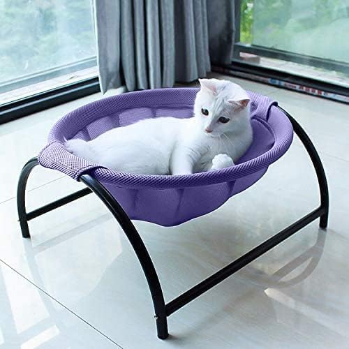 JUNSPOW Cat Bed Sleeping Cat Hammock, 16.9in x 16.9in x 9.5in, Purple - Image 2