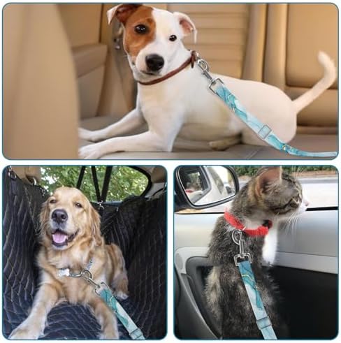 Adjustable pet cat and Dog car seat Belt,The Lanyard is Flexible and Adjustable from 20 to 33 inches(Blue Marble) - Image 6