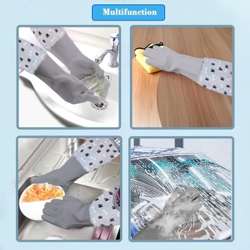 Pet Grooming Gloves Pet Hair Remover Cat, Dog Washing Gloves Silicone Heat Resistant Cleaning Gloves with High-Density Teeth Grooming Gloves for Dogs, Cats, Horses (2 Pairs - Blue & Gray) - Image 6