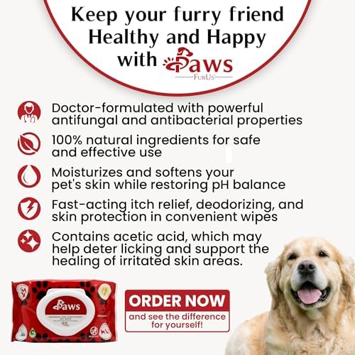 PawsFurUs® All-Natural Pet Wipes for Dogs & Cats - Doctor-Formulated for Total Pet Care with Antifungal & Antibacterial Protection, pH Balancing, Moisturizing, Deodorizing & Fast Itch Relief - 72ct. - Image 2