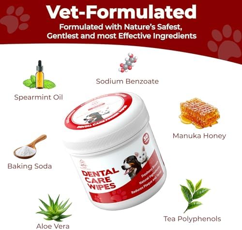 No- Rinse Dog Teeth Cleaning Wipes For Dogs & Cats, Dog Toothbrush Wipes & Dog Tooth Brushing kit Remove Bad Breath & Plaque & Tartar Buildup, Disposable Pet Dental Finger Wipes for Dogs - 50 Count - Image 2