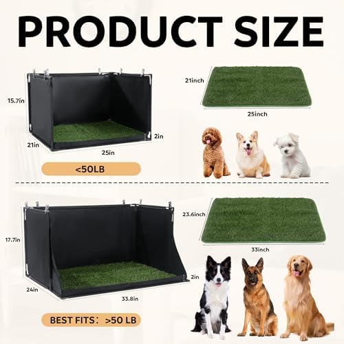 MABOZOO Dog Pee Pad Holder with Artificial Grass, 33.8 * 24 * 17.7 in Foldable Indoor Dog Potty Tray with Hemmed Edge, No Spill Pee Pad Holder Tray Puppy Litter Box for Dogs - Image 2