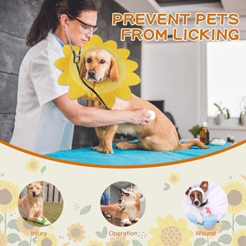 IEUUMLER Inflatable Recovery Dog Collar, Protective Donut Cone, Adjustable Soft Collar for Dog and Cat After Surgery Prevent from Biting & Scratching EU002 - Sunflower L+ - Image 7
