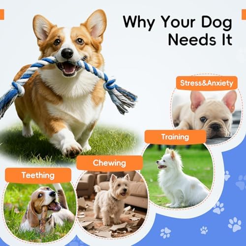 wodoca Dog Rope Toys 4 Pack, Puppy Teething Cotton Knot Chew Rope for Small Medium Dogs, Interactive Tug of War Dog Toys for Boredom, Teeth Cleaning - Image 7