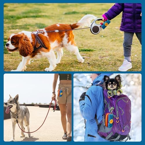 Dog Poop Bag Holder Zippered Pouch, Portable Dog Poop Bag Dispenser with 1 Metal Clip, Fashion Color Matching Canvas Waste Bag Holder for Leashes - 2pack - Image 2
