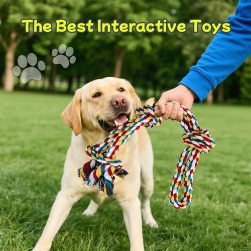 Rocfish 4 Pack Dog Rope Toys for Aggressive Chewers, Tough Tug of War Dog Toys for Large, Medium & Small Dogs, 100% Cotton Teeth Cleaning Chew Toys (Multicolour02, 04) - Image 7