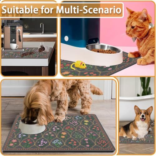 Absorbent Pet Dog Bowl Mat for Food and Water, Pet Cat Food Feeding Mat with Non Slip Rubber Backing, Dog Food Mats for Floors Waterproof, 24"x32" - Image 7