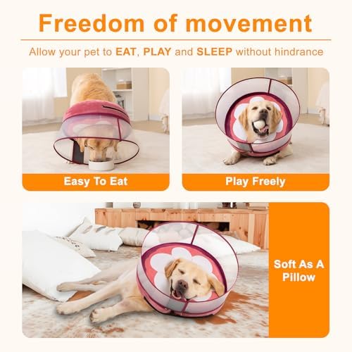 Inflatable Dog Cone Collar for Large Medium Small Dogs, Soft Dog Donut Collar Adjustable Recovery Cone for Pets After Surgery, Extra Enhanced Anti-Licking Guard Shield (Mangosteen, X-Large) - Image 2
