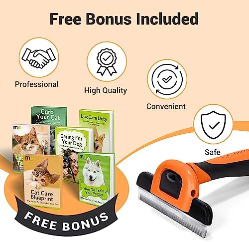 MIU COLOR Pet Grooming Brush, Deshedding Tool for Dogs & Cats, Orange - Image 6