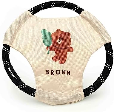 ZippyPaws x LINE Friends, Brown - Rope Gliderz Durable Flying Disc Outdoor Dog Toy for Throwing & Fetch, Puppy & Dog Frisbee - Image 2