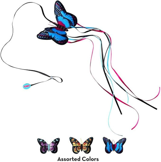KONG Cat Teaser Wand Toy - Encourages Pouncing & Batting (Butterfly)