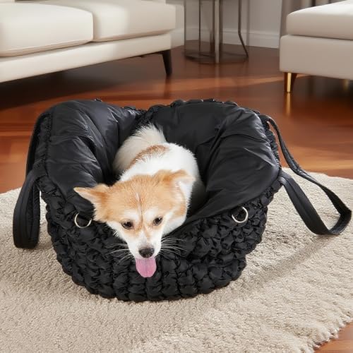 Pet Carrier Handheld and Shoulder-Carry for Dogs and Cats with Safety Leash 2-in-1 Fashion Quilted Pet Carrier - Image 6