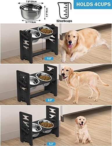 Vantic Elevated Dog Bowls, Raised Bowl Stand Adjustable Large/XLarge, Black - Image 2