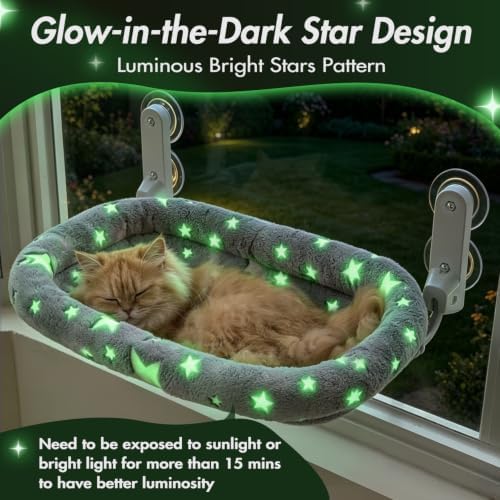 Zoratoo Glow in the Dark Cat Window Perch, Foldable Cordless Pet Hammock, M - Image 2