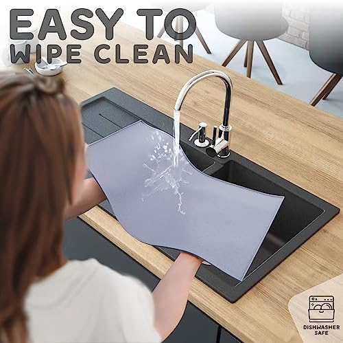 Dog Food Mat - 28x18 Raised Edges Dogs Mat for Food and Water Prevent Spill, Waterproof Cat Food Mats Protect Floors, Easy Clean Dog Bowl Mats for Food and Water, Silicone Pet Feeding Placemats - Image 6