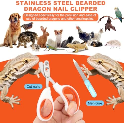 Bearded Dragon Nail Clippers, Stainless Steel Cat Nails Trimmer, Small Animal Nail Clippers for Birds Hamsters Rabbits Chameleon, Bearded Dragon Supplies Professional Claw Trimmers(Orange) - Image 7