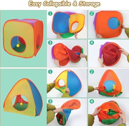 Rypet Cat Toy Tunnel and Cubes Bundle, Play Tubes for Indoor Cats,Rainbow - Image 6