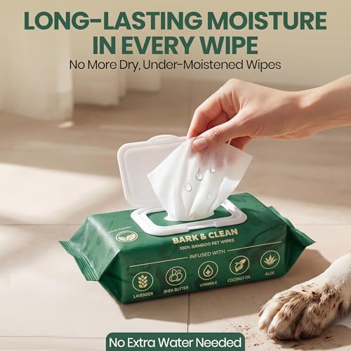 Bark & Clean 440 Dog Wipes for Cleaning and Deodorizing - 4 Pack of 110 8.5" x 9" Bamboo Pet Wipes - Compostable, Hypoallergenic Puppy Wipes - Dog Wipes for Paws, Butt, and Body - Image 7