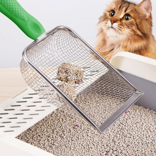 Metal Cat Litter Scoop,Sturdy Litter Cleaner Corner Shovel,Stainless Steel Mesh Litter Shovel,Easy to Clean Reptile Terrarium Sand Waste(Green)-Christmas - Image 7