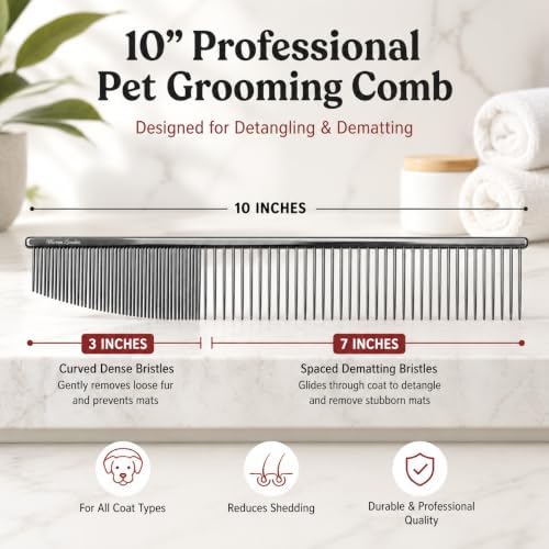 Warren London Contour Curve Copper Dog Grooming Comb, Fine/Coarse, 9 Inch - Image 7