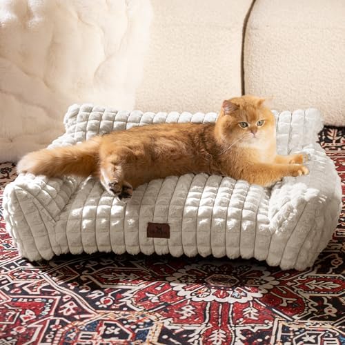 Cat Couch Bed with Fluffy Faux Rabbit Fur for Indoor Cats, 30 Inch - Image 2
