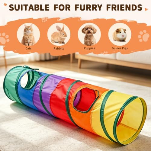 iCAGY Cat Tunnel for Indoor Cats Kittens Rabbits, Foldable Tunnel Toys - Image 7