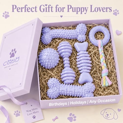 6 Pack Dog Chew Toys, Purple, Small Dog Teething Toys, Soft Durable Interactive Toys for Puppies - Image 7
