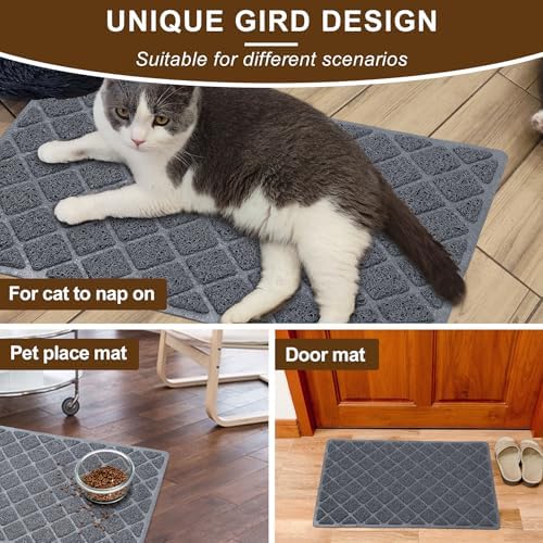Cat Litter Box Mat,24 x 35 In,Trapping Mat Premium Durable PVC Pad,Grey - Image 7