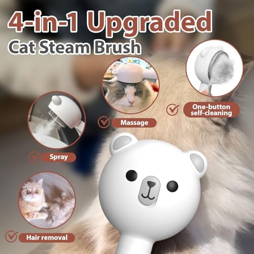 Cat Steam Brush with 2 Spray Levels & Release Button 4-in-1 Cat Water Brush - Image 2