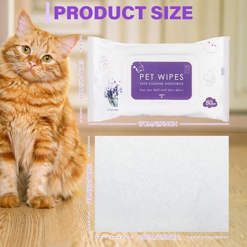 Treela 10 Pack Dog Pet Wipes, 80 Count Paws Body, Lavender - Image 2