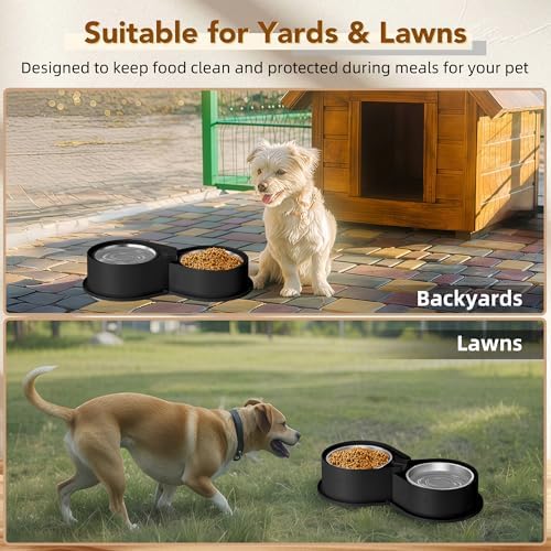 Newget 304 Stainless Steel Dog Bowl Set, 24oz Foldable Pet Dishes, Black - Image 7