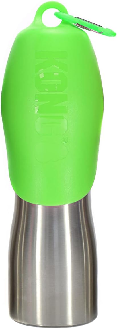 Kong H2O Stainless Steel Dog Water Bottle & Pet Travel Bowl, 25 oz - Green