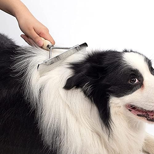 Dog Rake for Undercoat, Long-Haired Pet Brush & Metal Shedding Comb - Image 2